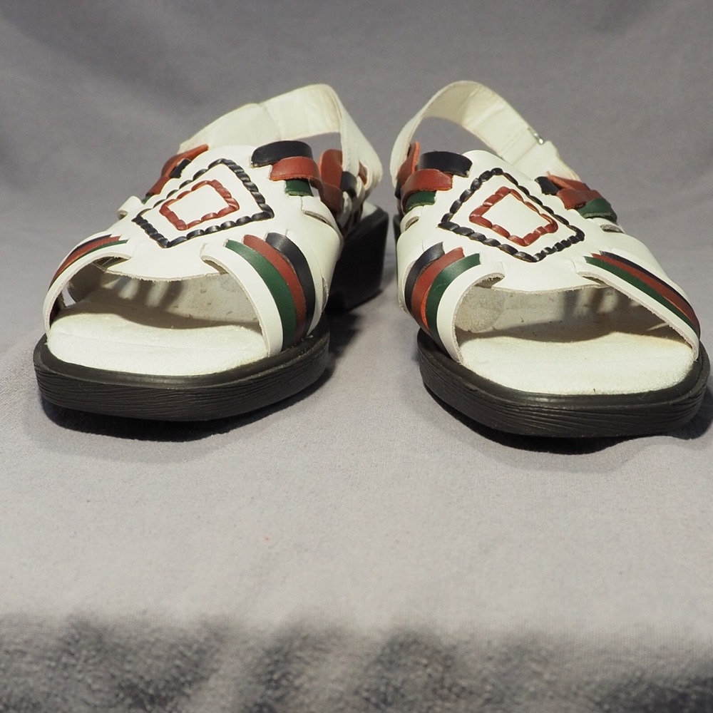 Dr Scholls Sandals Womens 8 White Woven Aztec Slingback Huarache Wedge Flat - Picture 5 of 13